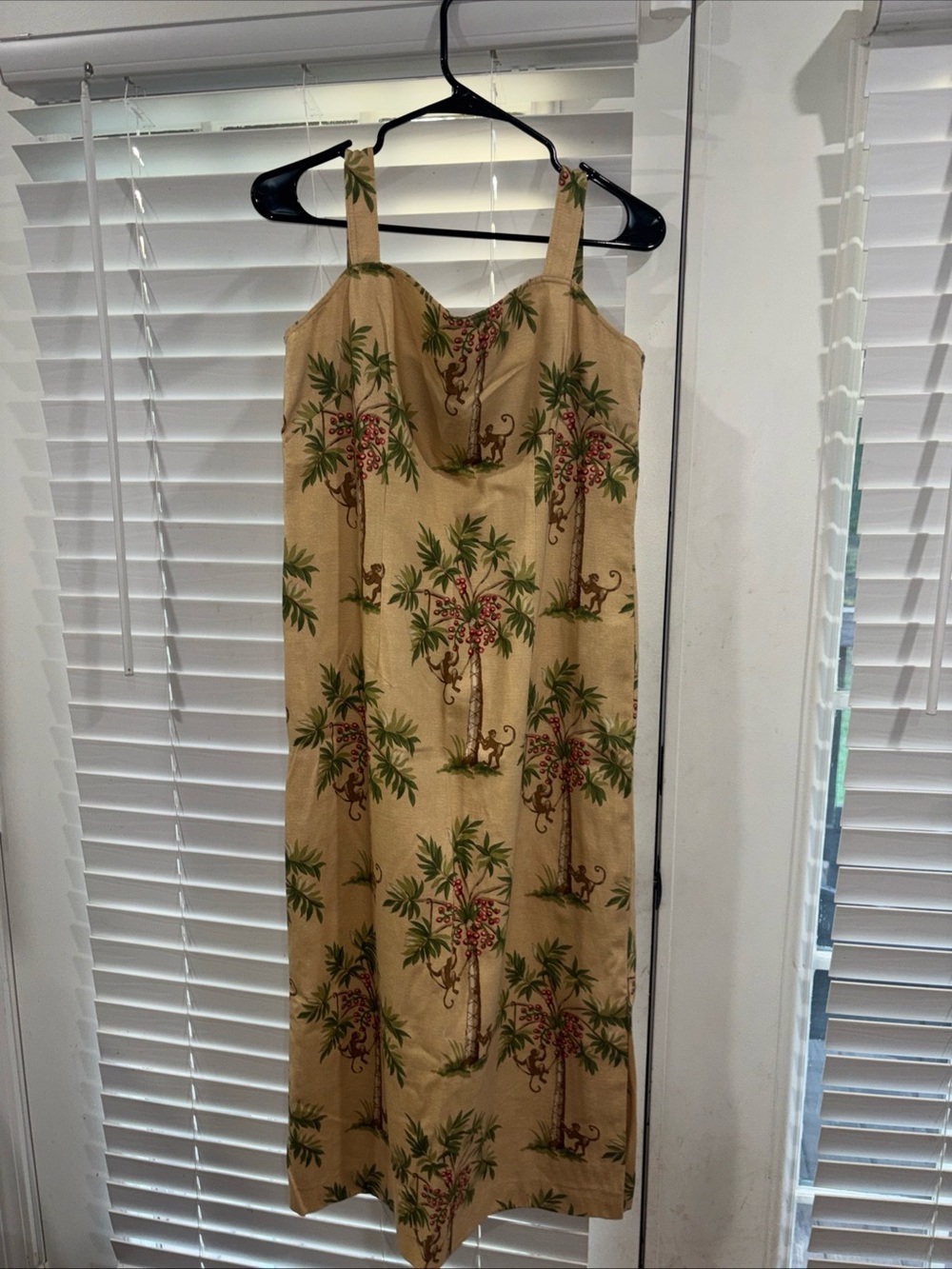 Jessica Howard Tan Palm-Print Midi Dress with Straps